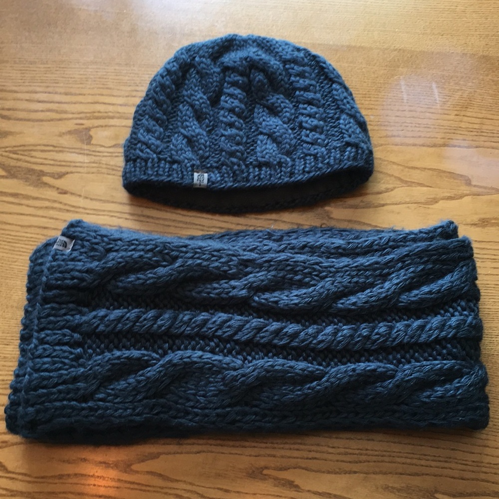 The North Face hat and scarf